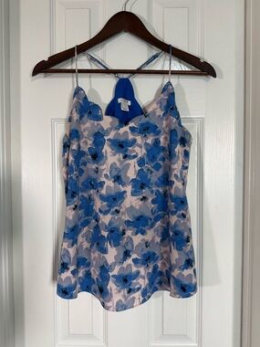 J. Crew Scalloped Cami in Blue Floral Print Top Size 2